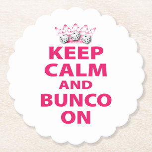 Behålla Lugn Bunco on Retro Funny Dice Underlägg Papper