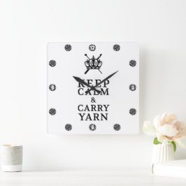 Behålla Lugn Carry Yarn CraftRoom Fyrkantig Klocka