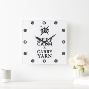 Behålla Lugn Carry Yarn CraftRoom Fyrkantig Klocka