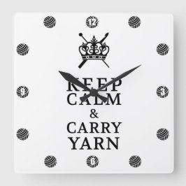 Behålla Lugn Carry Yarn CraftRoom Fyrkantig Klocka