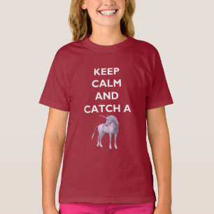 Behålla Lugn Catch a Unicorn Girls Mörk T-Shirt
