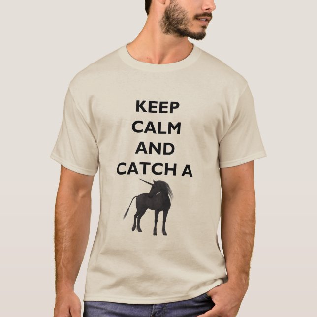 Behålla Lugn Catch Unicorn Manar Basic Light T-Shi T-shirt (Framsida)