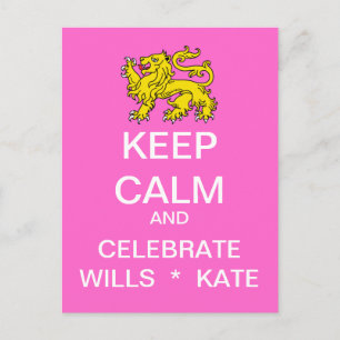 BEHÅLLA LUGN Celebrate Wills Kate Postcard (Rosa) Vykort