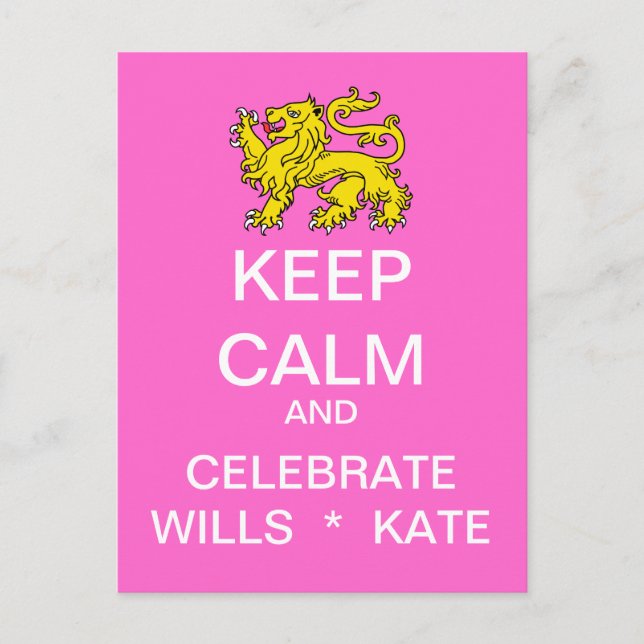 BEHÅLLA LUGN Celebrate Wills Kate Postcard (Rosa) Vykort (Framsida)