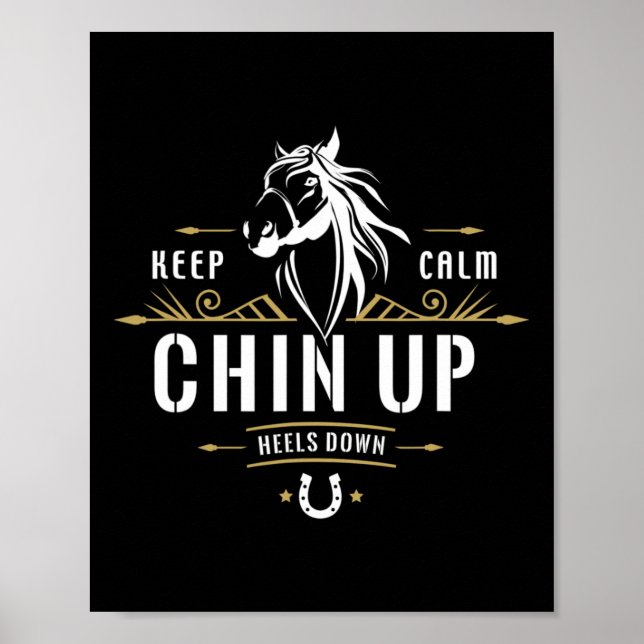 Behålla Lugn Chin Up Heels Down - Funny Horseba Ho Poster (Framsidan)