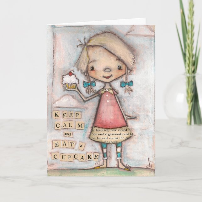 Behålla Lugn Cupkaka - födelsedagskort Kort (Framsida)