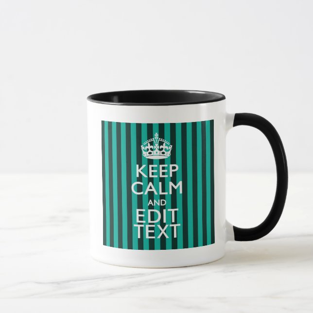 Behålla Lugn Din text om Turquise Rand Decor Mugg (Höger)