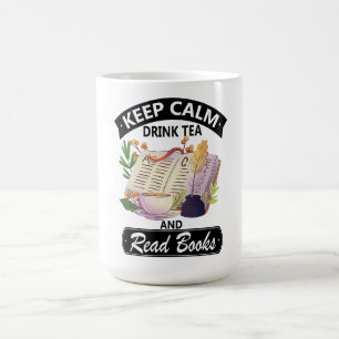 Behålla Lugn Drick Tea och läs ett Bokar Kaffemugg