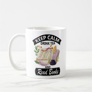 Behålla Lugn Drick Tea och läs ett Bokar Kaffemugg