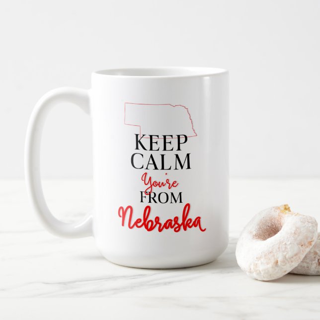 Behålla Lugn Du är från Nebraska Kaffemugg (Med munk)