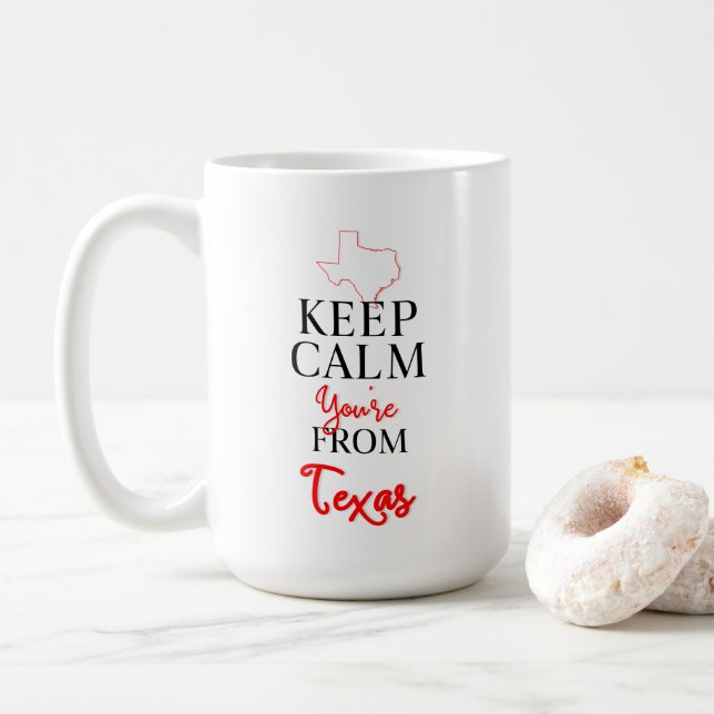 Behålla Lugn Du kommer från Texas Kaffemugg (Med munk)