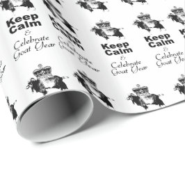 Behålla Lugn Fira Goat Year White Wrapping Papper Presentpapper