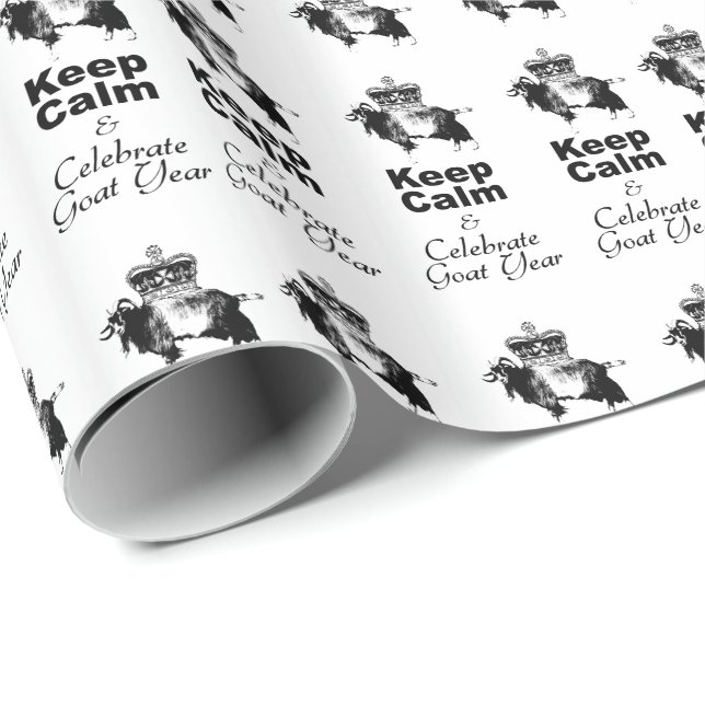 Behålla Lugn Fira Goat Year White Wrapping Papper Presentpapper (Rullad Hörn)