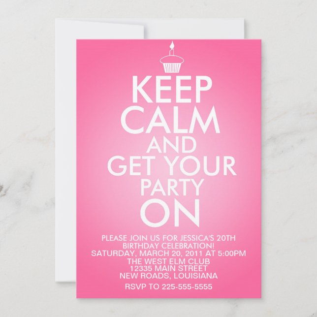 Behålla Lugn födelsedag Inbjudningar (Framsida)