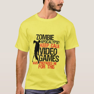 Behålla Lugn Funny Gamers T-shirt Zombie Apocalyps