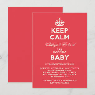 Behålla Lugn Funny Par Baby Shower Party Inbjudan
