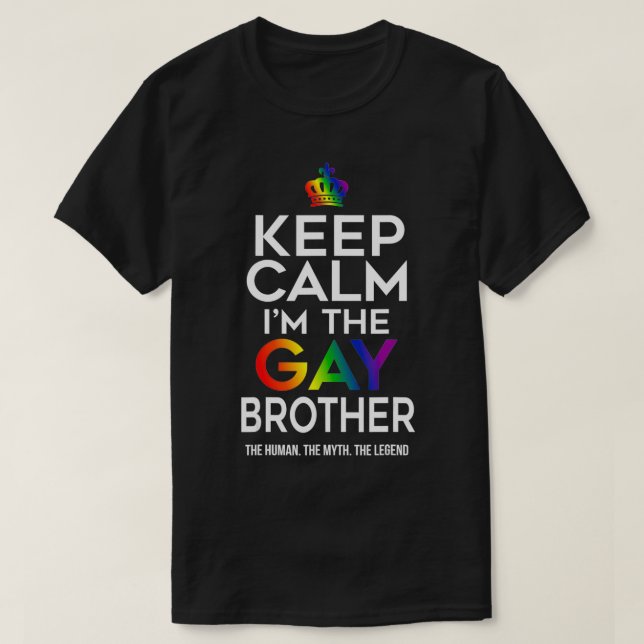 Behålla Lugn Gay Brother Pride Flagga LGBTQ FUNNY  T Shirt (Design framsida)
