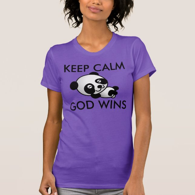 Behålla Lugn GOD wins, Panda T-shirts (Framsida)