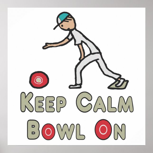 Behålla Lugn Gräsmatta Bowls Poster (Framsidan)