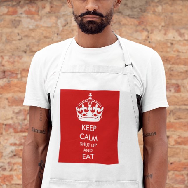 BEHÅLLA LUGN Håll käften och EAT Apron Förkläde (Skapare uppladdad)
