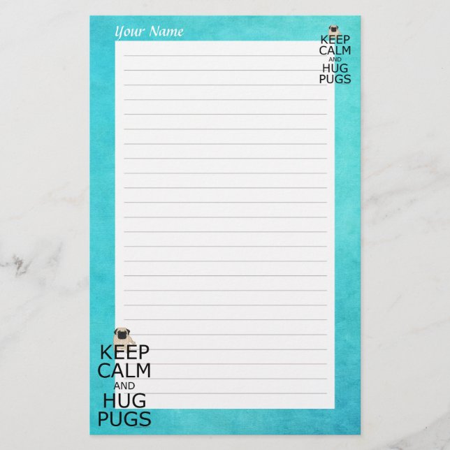 Behålla Lugn Hug Pugs Personlig (Framsida)