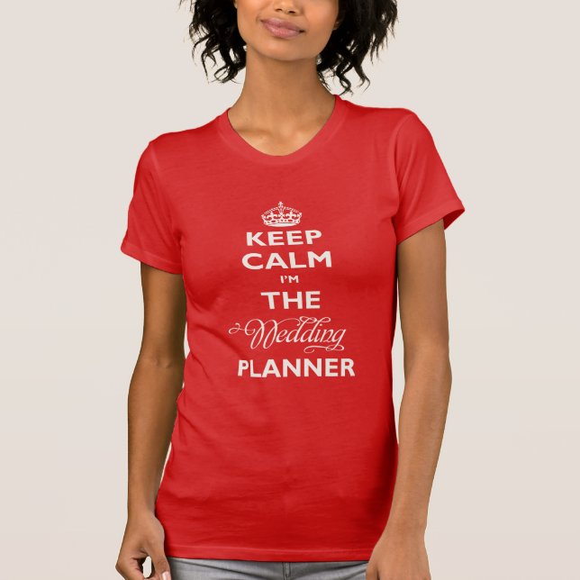 Behålla Lugn I är Bröllopsfixaren vit text funny T-shirt (Framsida)