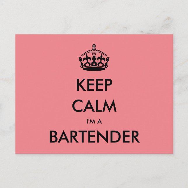BEHÅLLA LUGN I ÄR EN BARTENDER (Pub, Pub, Saloon) Vykort (Framsida)