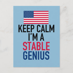 Behålla Lugn I är en stabil Genius Funny Trump Vykort