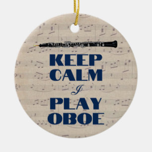 Behålla Lugn I spela Oboe Quote Funny Oboist Julgransprydnad Keramik