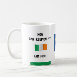 Behålla Lugn Ireland & Funny Text, Irish Flagga Kaffemugg