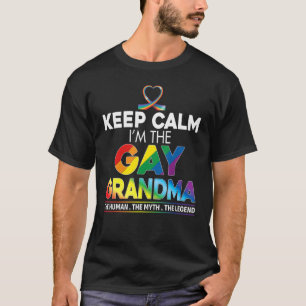 Behålla Lugn jag är Gay Grandma Rainbow Ribbon Lgb T Shirt