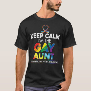 Behålla Lugn jag är Gay Moster Rainbow Ribbon Lgbt T Shirt