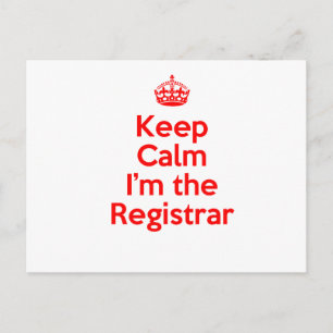 Behålla Lugn: Jag är registrator in Red Vykort