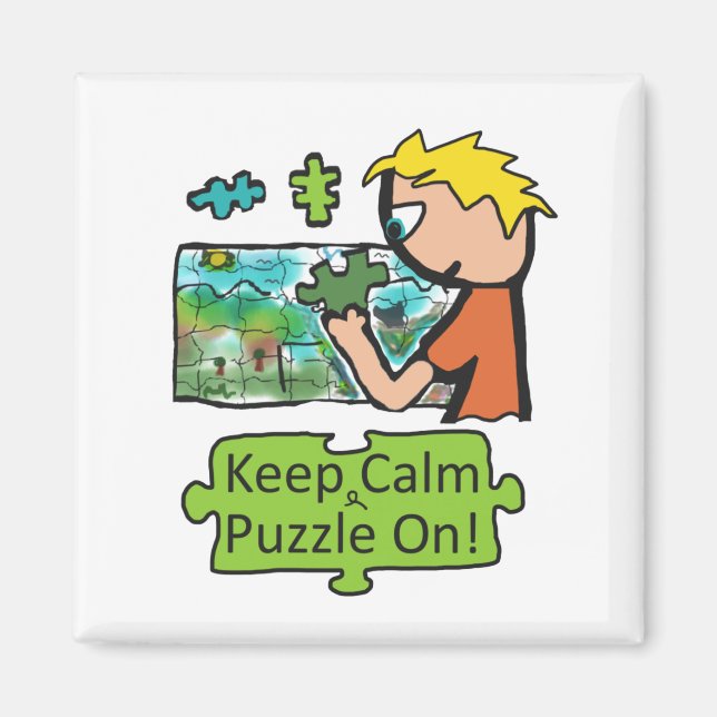 Behålla Lugn Jigszawa Puzzle Magnet (Framsidan)