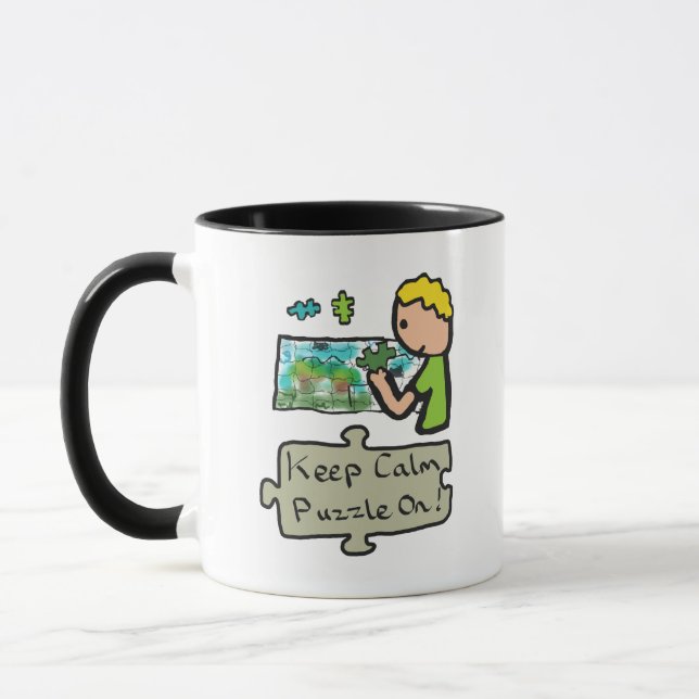Behålla Lugn Jigszawa Puzzle Mugg (Vänster)