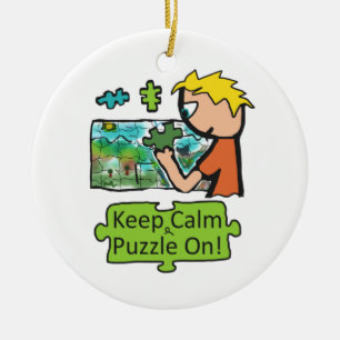 Behålla Lugn Jigszons Puzzle Julgransprydnad Keramik
