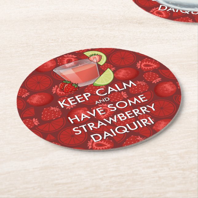 Behålla Lugn - Jordgubbsblåsbär Papper Underlägg Rund (Vinklad)