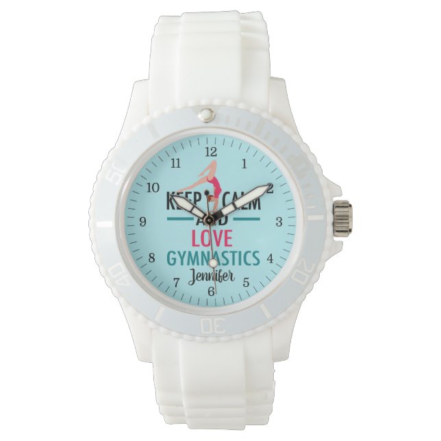 Behålla Lugn Kärlek Gymnastics Cute Anpassningsbar Armbandsur (Framsida)
