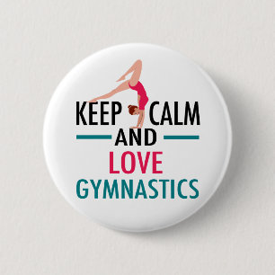 Behålla Lugn Kärlek Gymnastics Vacker Gymnast Knapp