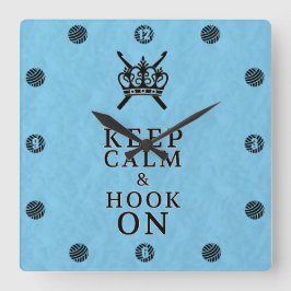 Behålla Lugn Krok på Crochet Craft Room Fyrkantig Klocka