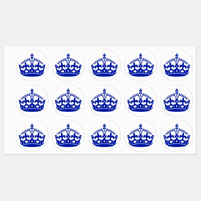 Behålla Lugn Krona Blue Klistermärke (Ark)