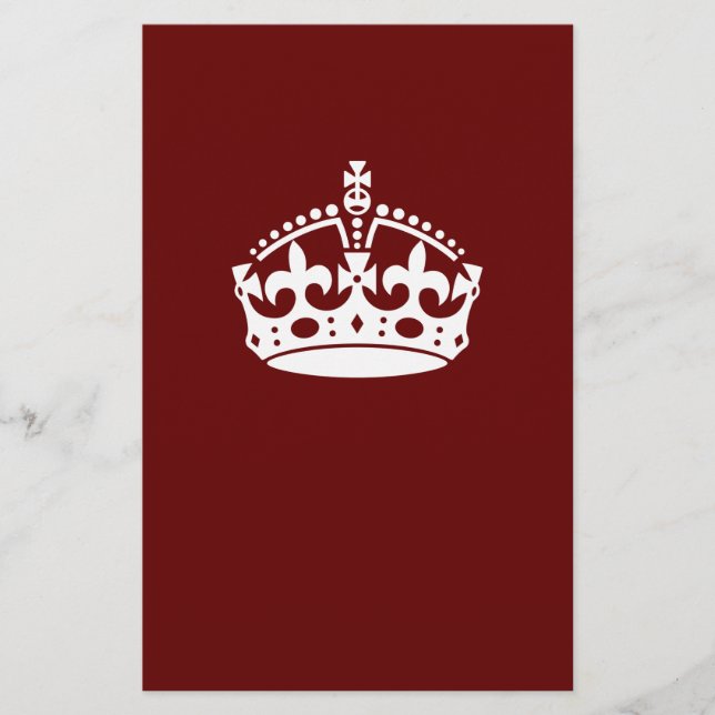 Behålla Lugn Krona Burgundy Red Accent Brevpapper (Framsida)