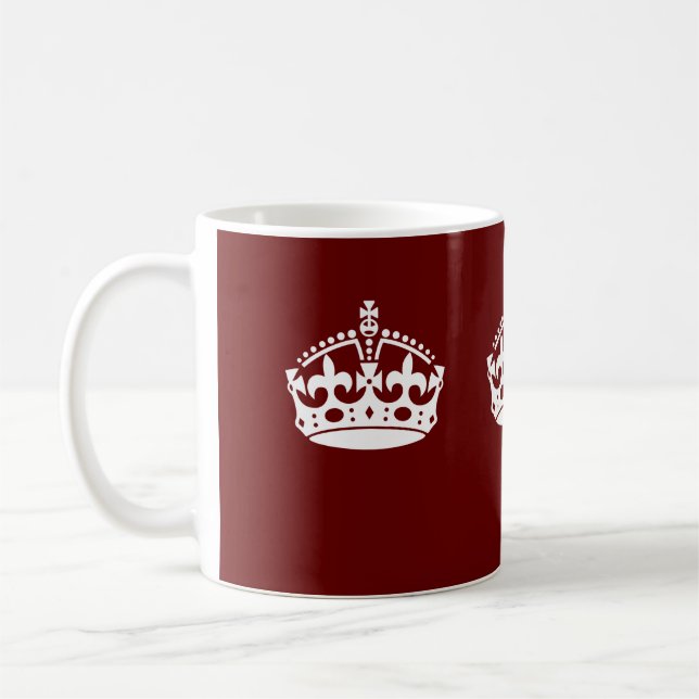 Behålla Lugn Krona Burgundy Red Accent Kaffemugg (Vänster)