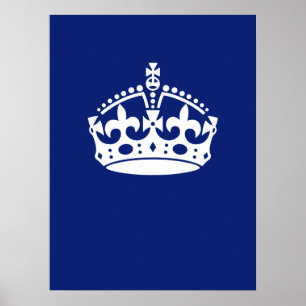Behålla Lugn Krona ikon på marinblått Poster