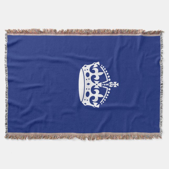 Behålla Lugn Krona på marinblå däck Filt (Framsidan)