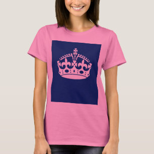 Behålla Lugn Krona på marinblå däck Tee Shirt