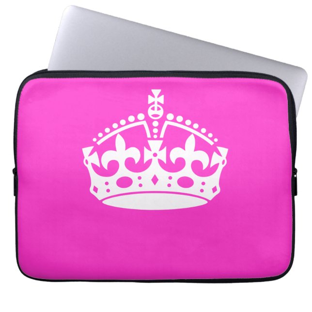 BEHÅLLA LUGN KRONA på Shock rosa Anpassa det här! Laptop Sleeve (Framsidan)