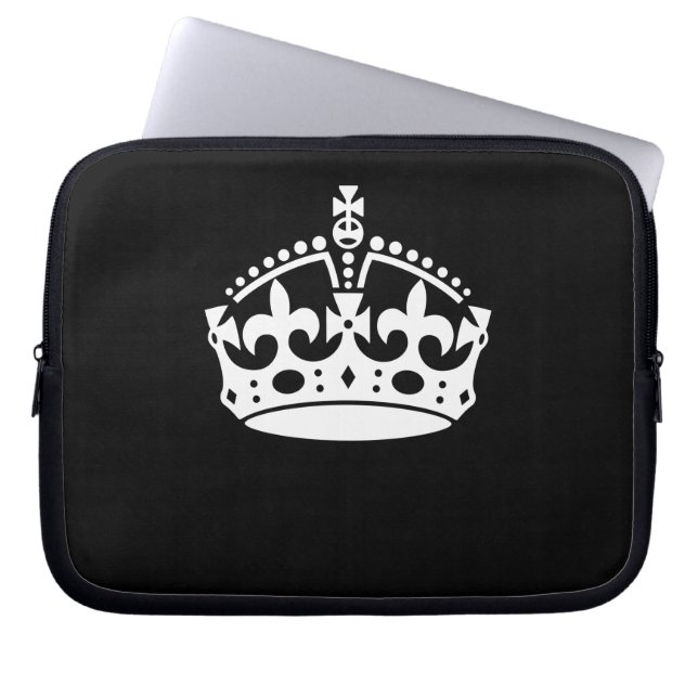 BEHÅLLA LUGN KRONA på Svart Anpassa det här! Laptop Sleeve (Framsidan)