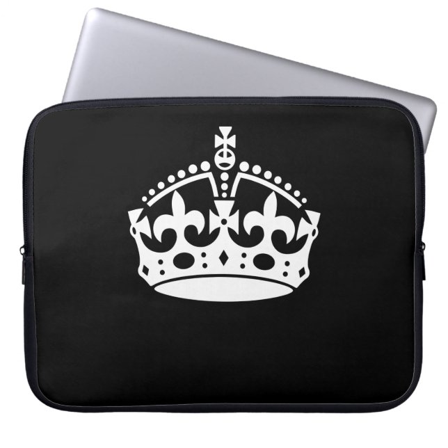 BEHÅLLA LUGN KRONA på Svart Anpassa det här! Laptop Sleeve (Framsidan)