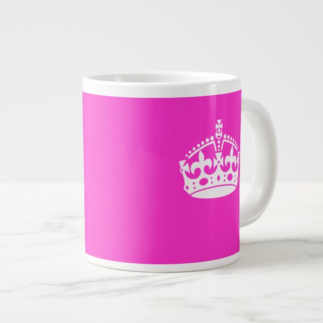 BEHÅLLA LUGN KRONA Royal ikon på Rosa Anpassa den Jumbo Mugg (Framsida höger)